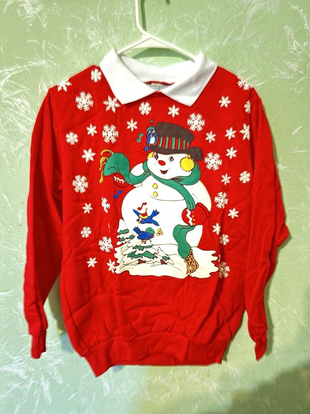 Blair Snowman Sweatshirt With Collar Vtg. Old Stock Size Medium
